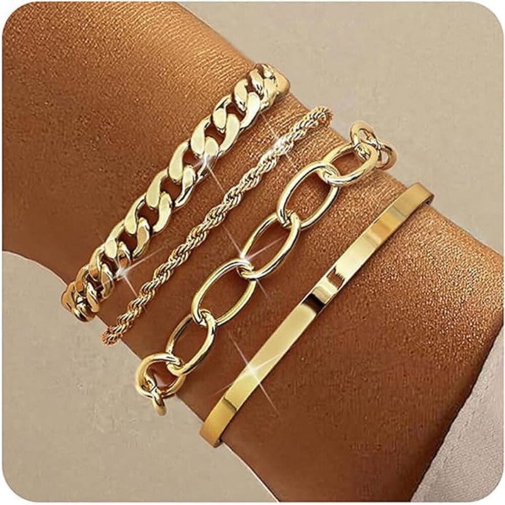 16k Chunky Gold Bracelets for Women Non Tarnish, Womens Gold Bracelet NEW